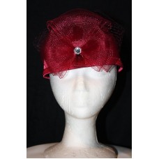 Mujer&apos;s Maroon Satin Pillbox Dress Hat  eb-18363748